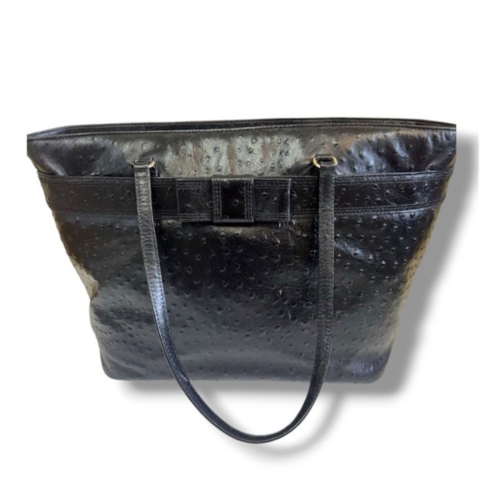 Kate Spade NY Harmony Valencia Road Black Ostrich Embossed Leather Tote Work Bag